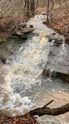 video clip of the uppermost waterfall, which has an angled drop of about 5 feet or so in height at Riffle Falls in Cottageville, WV