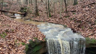 video clip of water crashing over the Riffle Waterfall in Cottageville, WV